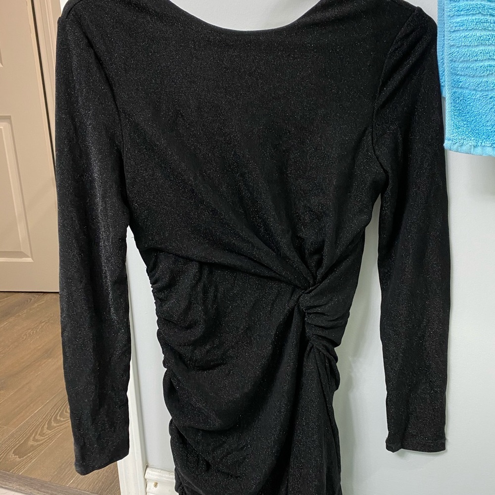 Ruched black sparkly dress